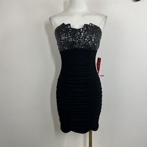 Wishes Wishes Wishes Dress Womens Small Black Sequin Bodycon Mini Party Club 00s